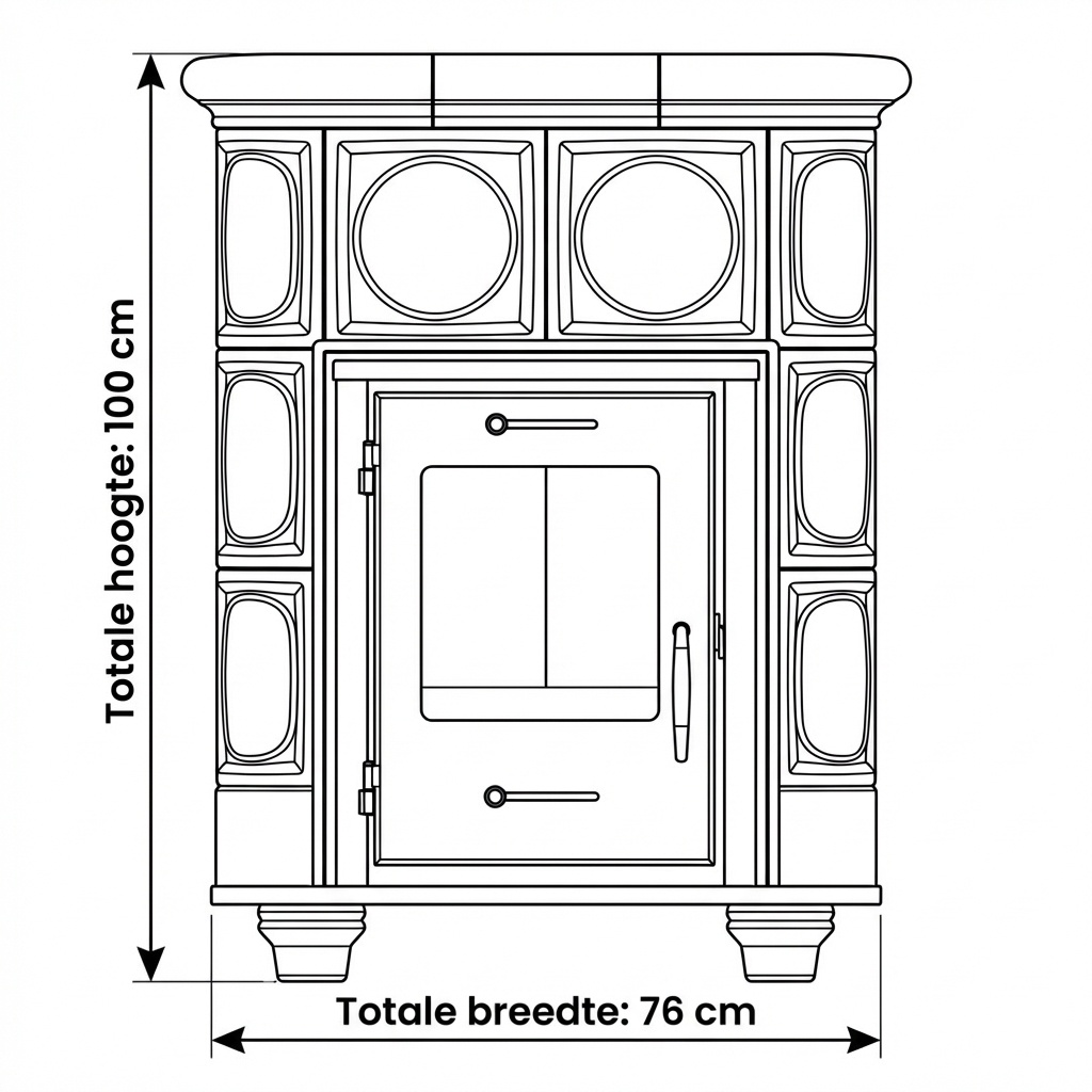 Tegelkachel - houtkachel - 8kW - KRIS MORIS - beige