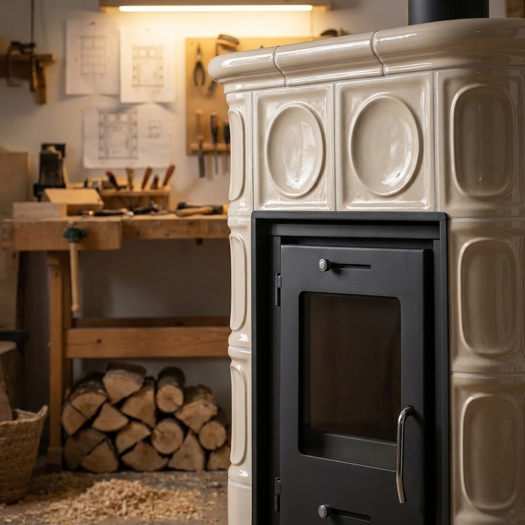 Tegelkachel - houtkachel - 8kW - KRIS MORIS - beige