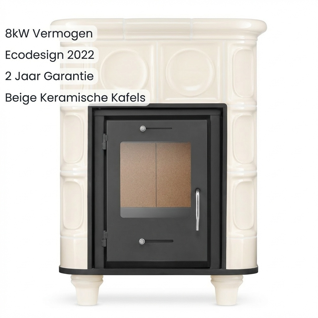 Tegelkachel - houtkachel - 8kW - KRIS MORIS - beige