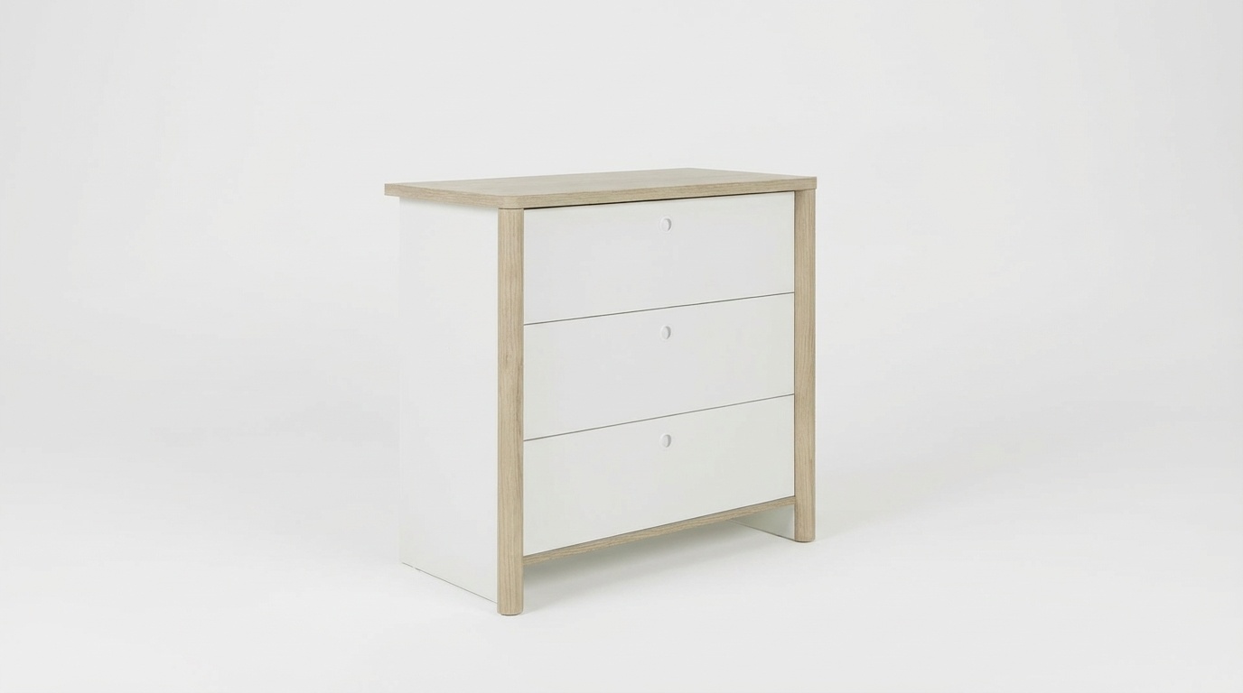 MATIS - Ladekast - commode - 3 laden - 84x45x80cm - wit eiken