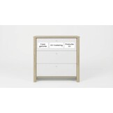 MATIS - Ladekast - commode - 3 laden - 84x45x80cm - wit eiken