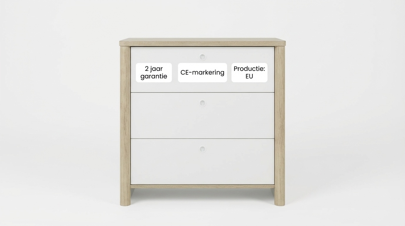 MATIS - Ladekast - commode - 3 laden - 84x45x80cm - wit eiken