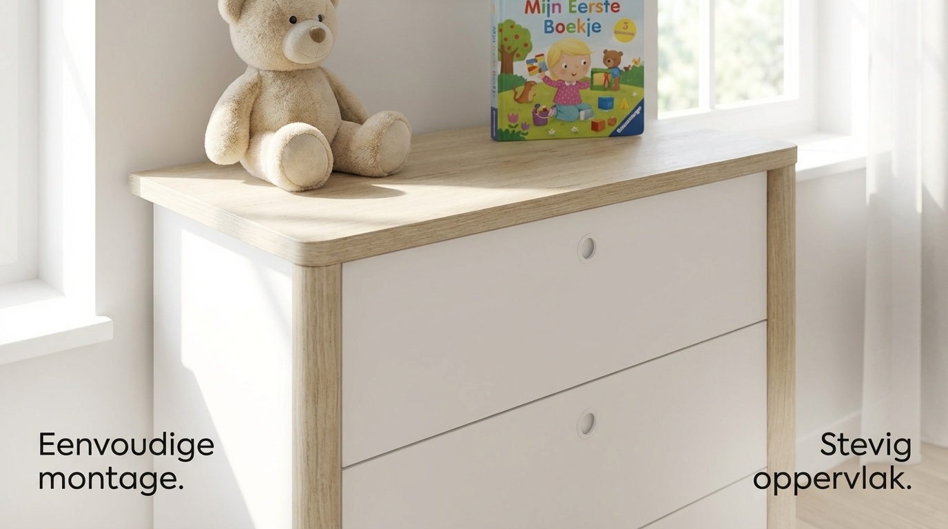 MATIS - Ladekast - commode - 3 laden - 84x45x80cm - wit eiken