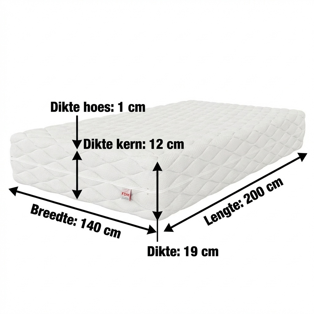 Pocketvering matras 19cm | 140x200cm Wit Thermoplastisch