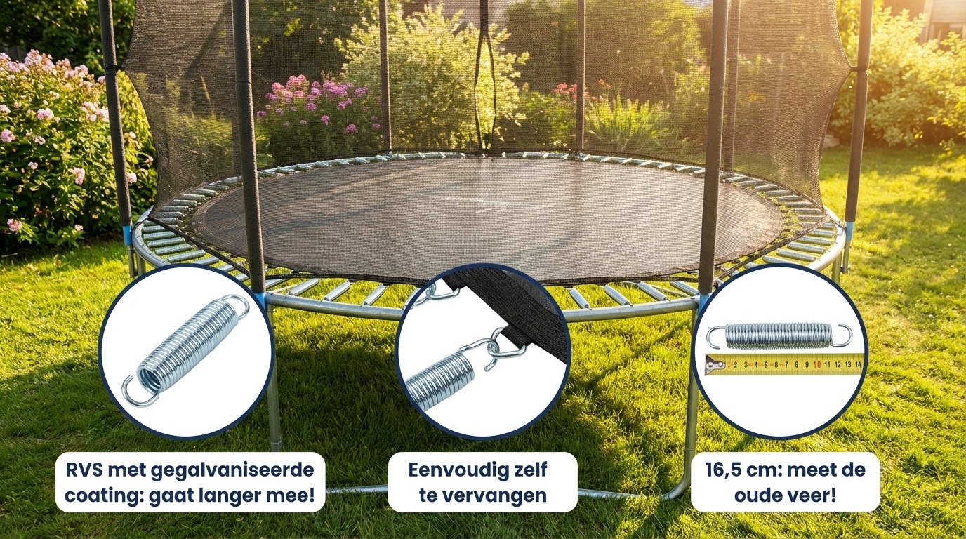 Trampoline veren set 72 stuks - 16,5 cm lang