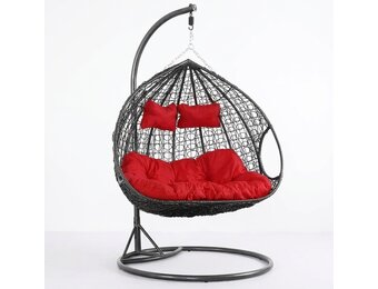 Hangstoel - ei stoel - 2 personen - met frame - zwart-rood