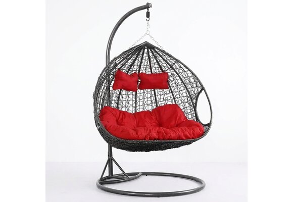 Hangstoel - ei stoel - 2 personen - met frame - zwart-rood