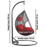 Hangstoel - ei stoel - 2 personen - met frame - zwart-rood