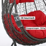 Hangstoel - ei stoel - 2 personen - met frame - zwart-rood