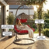 Hangstoel - ei stoel - 2 personen - met frame - zwart-rood