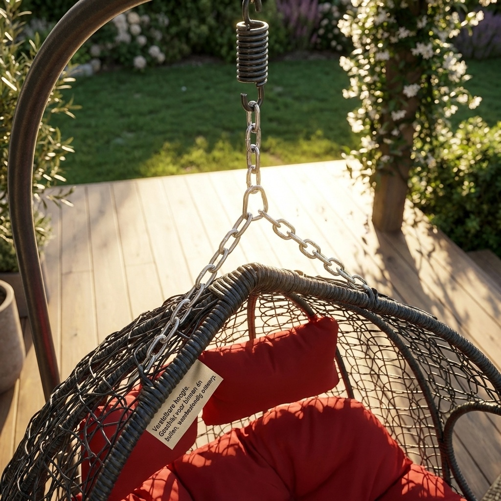 Hangstoel - ei stoel - 2 personen - met frame - zwart-rood