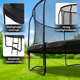 Trampoline - 366 cm - met net en ladder - tot 150 kg - zwart