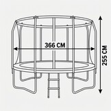 Trampoline - 366 cm - met net en ladder - tot 150 kg - zwart