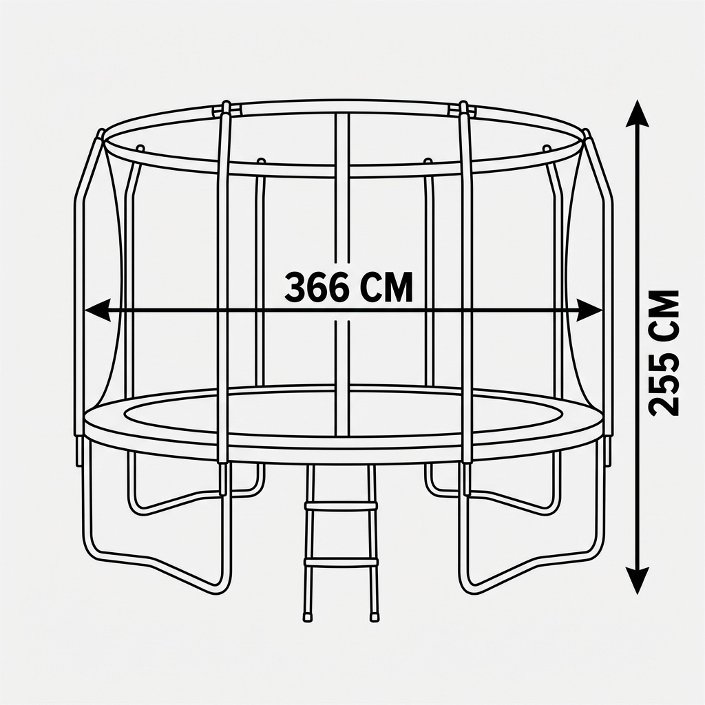 Trampoline - 366 cm - met net en ladder - tot 150 kg - zwart