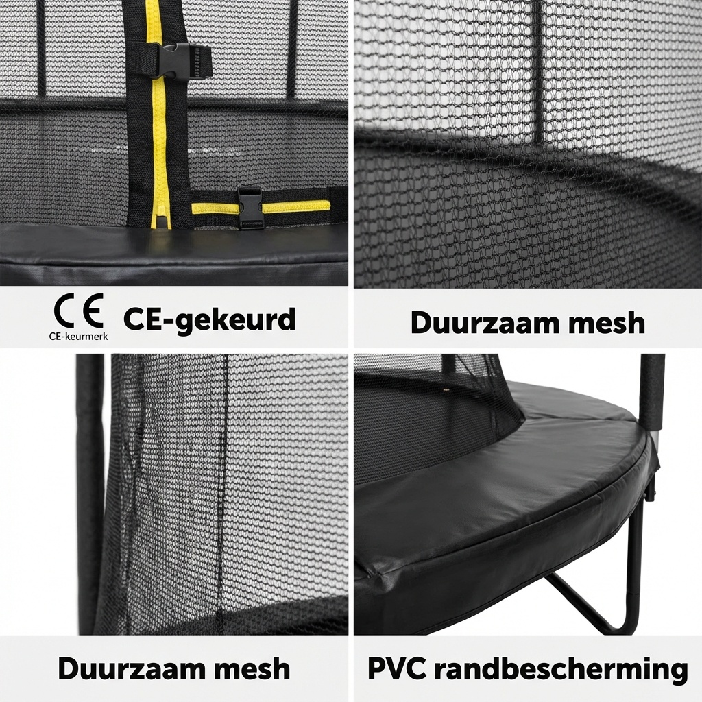 Trampoline - 366 cm - met net en ladder - tot 150 kg - zwart