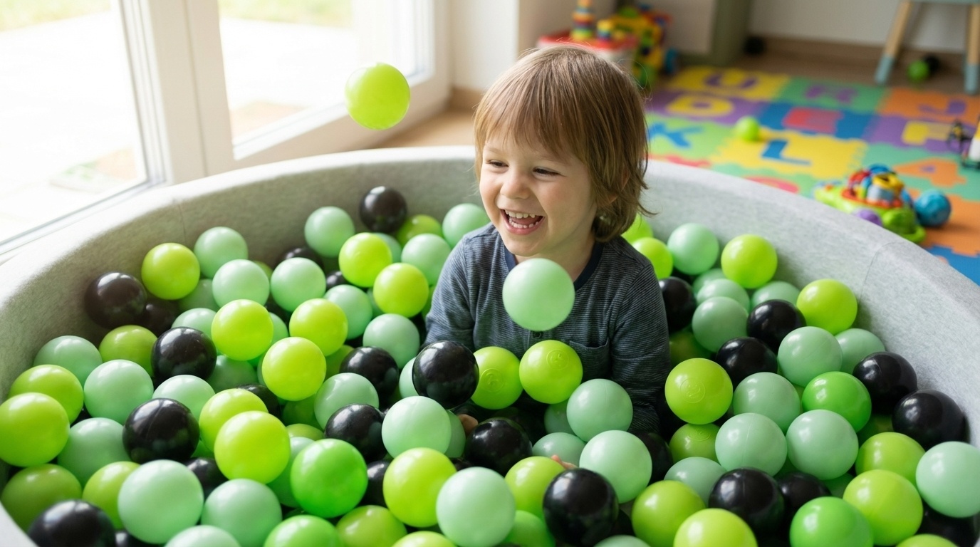 Ballenbak ballen 1000 stuks 7cm, lichtgroen, groen, zwart