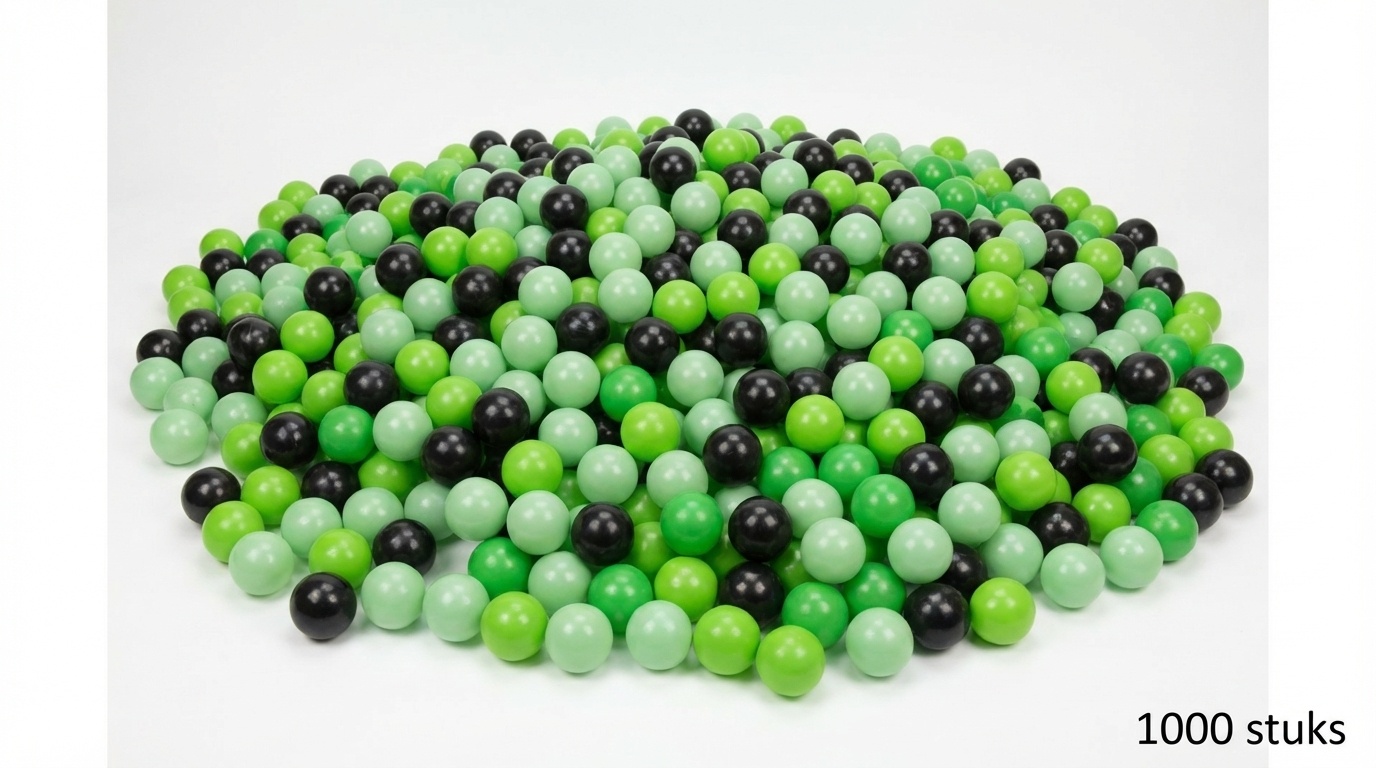 Ballenbak ballen 1000 stuks 7cm, lichtgroen, groen, zwart