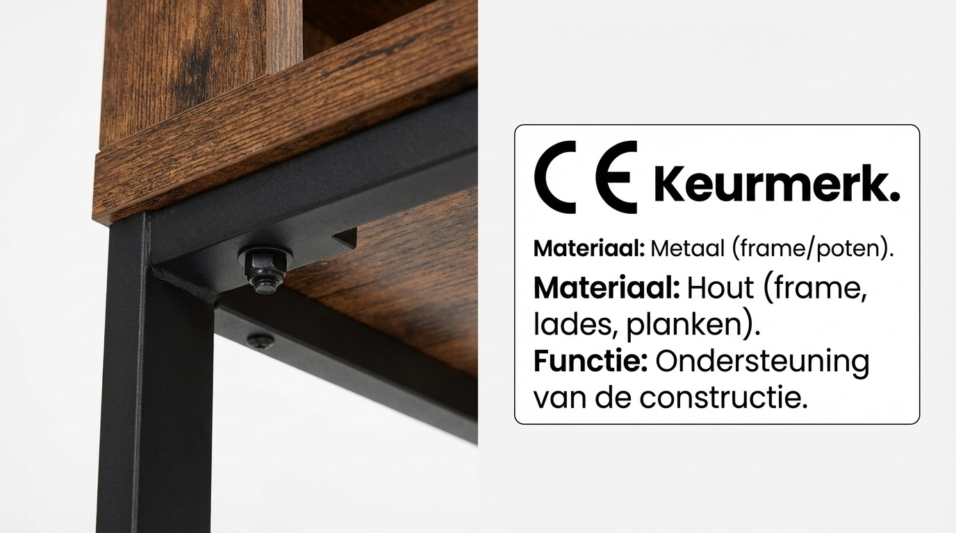 Industriële kaptafel met spiegel | 92x40x143,5cm | Bruin/Zwart