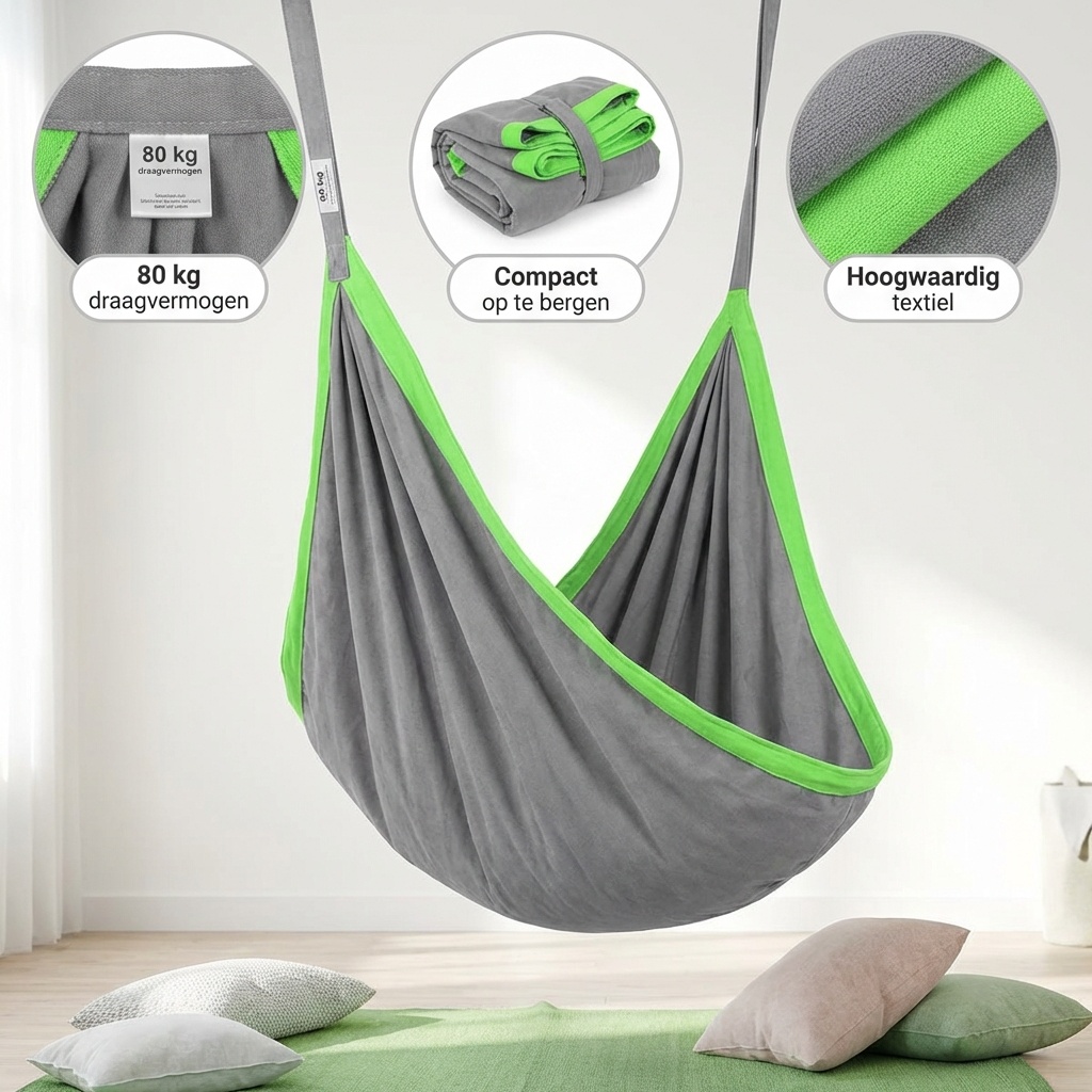 Hangmat schommel grijs - 160 x 57 cm - tot 80 kg