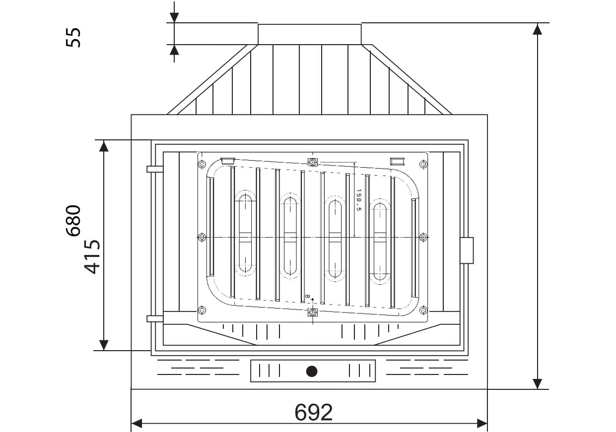 Inbouwhaard met watermantel - CV houtkachel - 16,2 kW - zwart