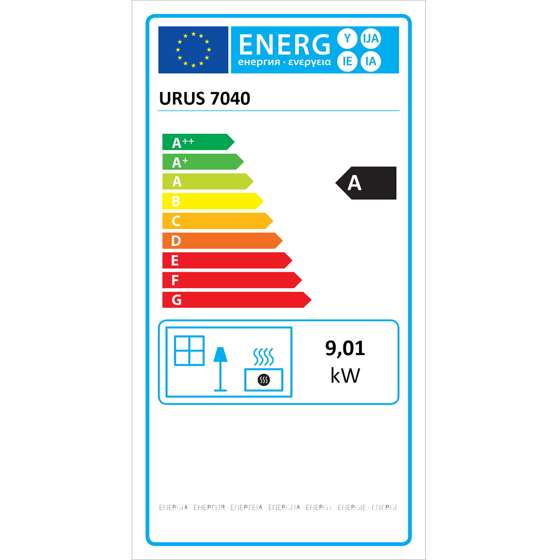 Houtfornuis - houtkachel met oven - 9 kW - URUS 7040 - zwart