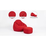 XXL zitzak rood | 70x100x100cm | polyester | incl. voetenbankje