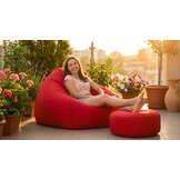 XXL zitzak rood | 70x100x100cm | polyester | incl. voetenbankje