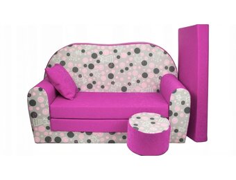 Kinder slaapbank set - logeermatras - sofa - 170 x 100 x 8 - slaapbank - roze - poesjes