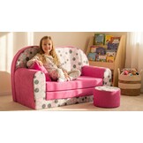 Kinder slaapbank set - logeermatras - sofa - 170 x 100 x 8 - slaapbank - roze - poesjes