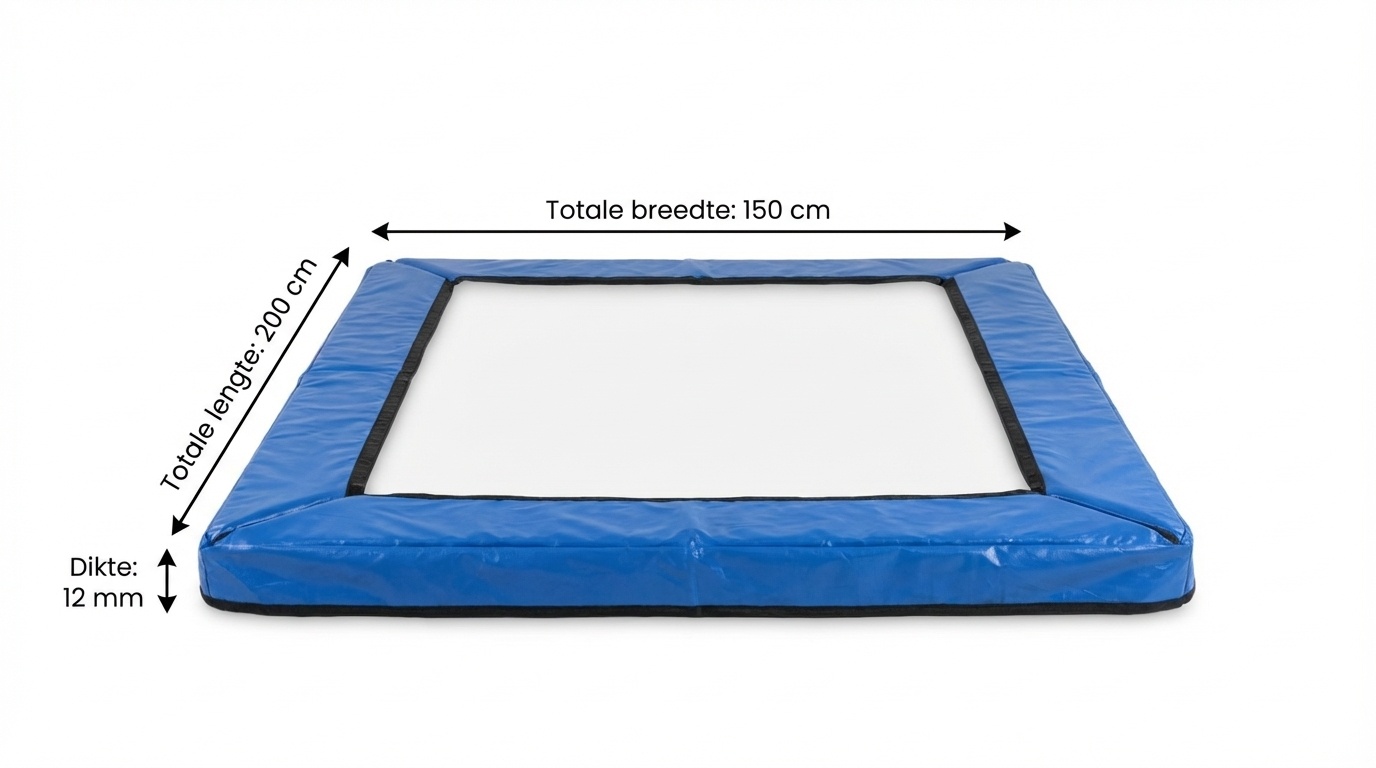 Trampoline rand - beschermrand - rechthoek - 150x200 cm - blauw