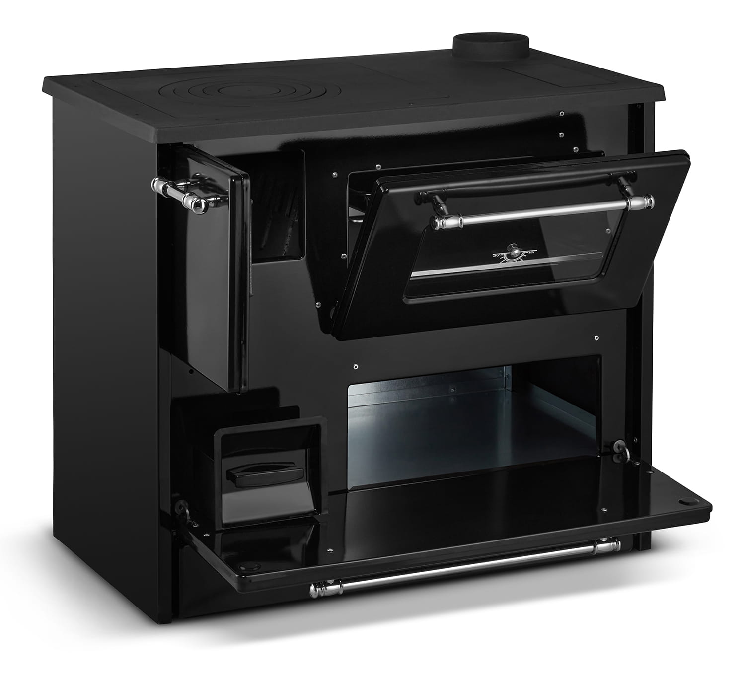 Houtfornuis met oven en kookplaat - 9kW - OMEGA 701 - zwart