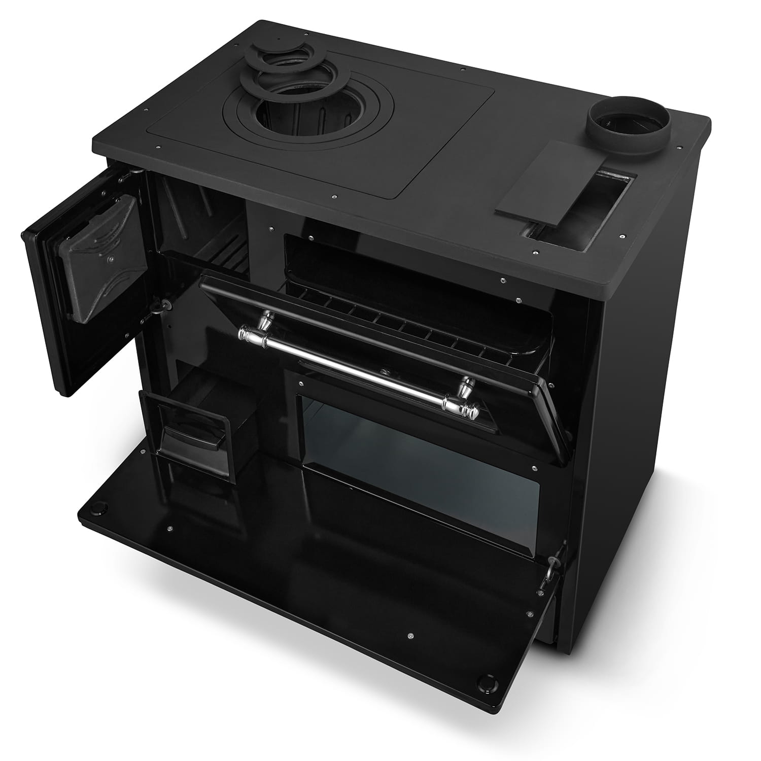 Houtfornuis met oven en kookplaat - 9kW - OMEGA 701 - zwart