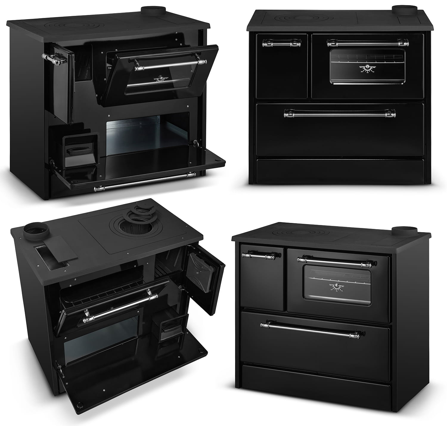 Houtfornuis met oven en kookplaat - 9kW - OMEGA 701 - zwart