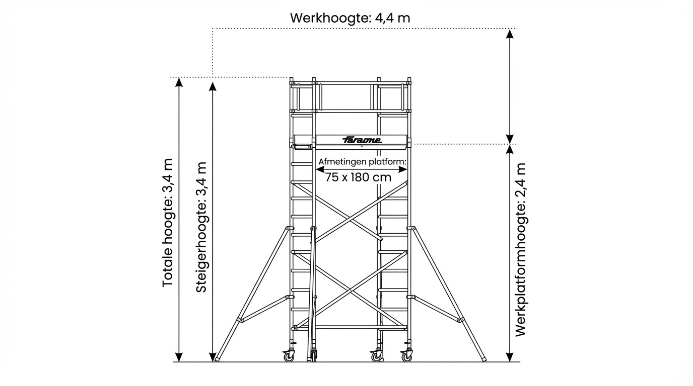 Rolsteiger - 75x180 cm - aluminium - werkhoogte 4,4 m