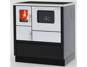 Houtfornuis - 75x60x85cm - 8kW - zwart grijs - A+