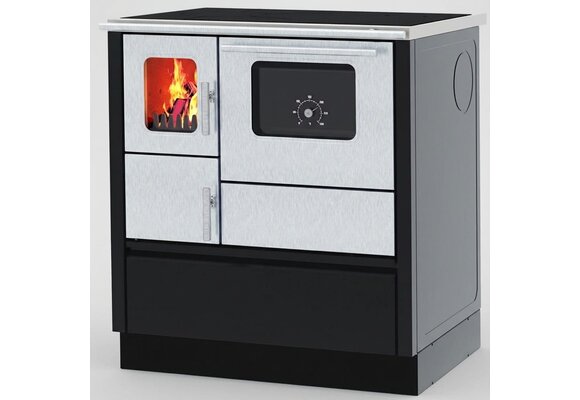 Houtfornuis - 75x60x85cm - 8kW - zwart grijs - A+
