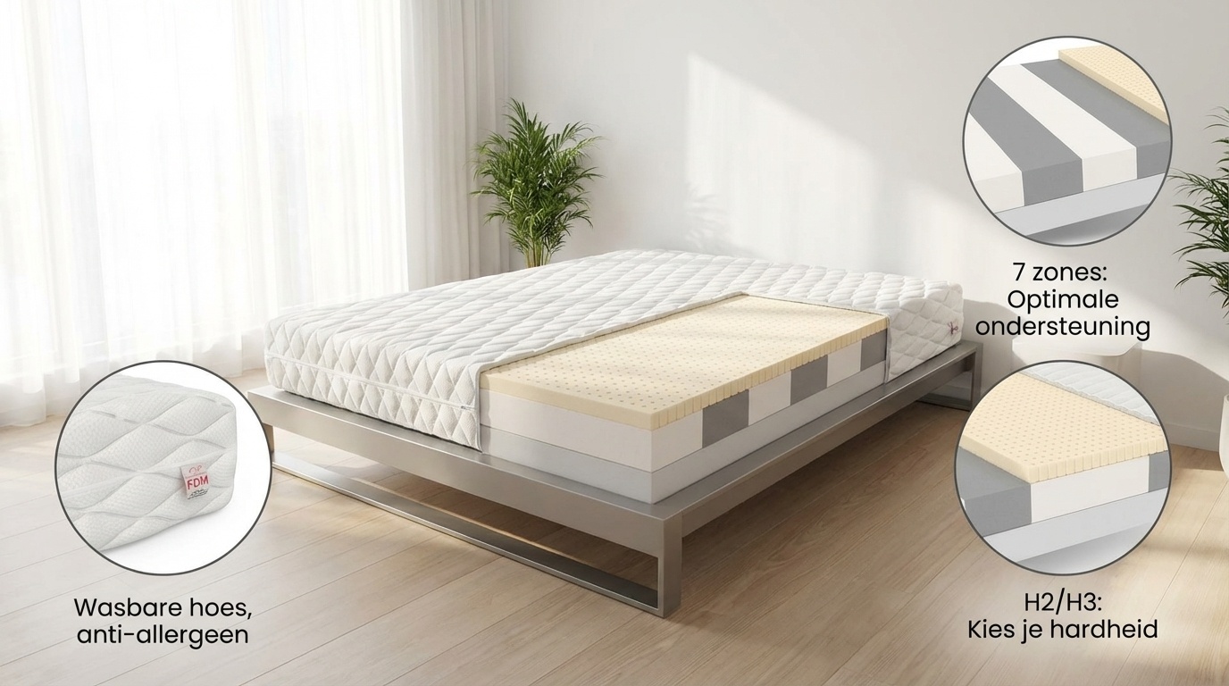 Schuimmatras 140x200 H2/H3 - 15cm dik, 7 zones, HR schuim