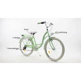 Meisjesfiets - 26 inch - met 7 versnellingen - mintgroen wit