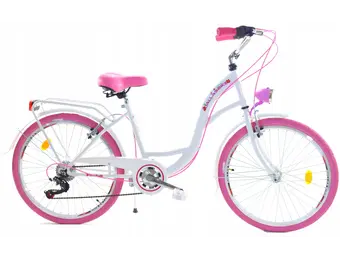 Meisjesfiets - 26 inch - met 7 versnellingen - wit roze