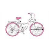 Meisjesfiets - 26 inch - met 7 versnellingen - wit roze