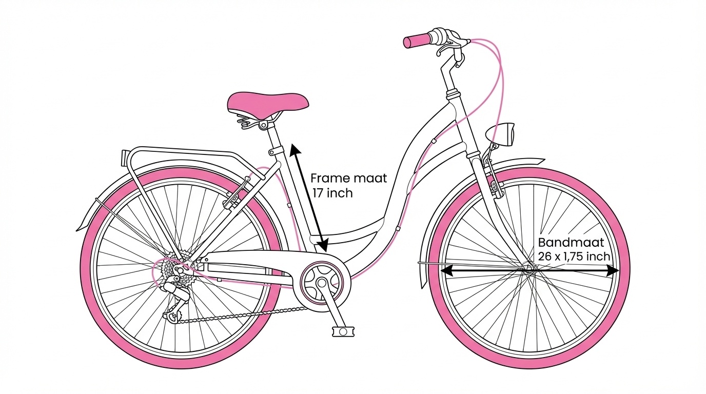 Meisjesfiets - 26 inch - met 7 versnellingen - wit roze