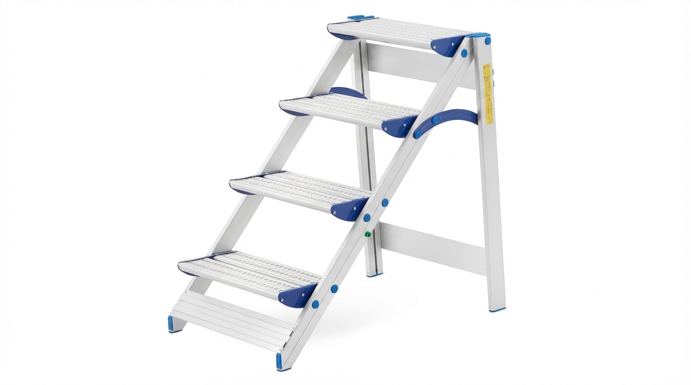 Huishoudtrap - 4 treden - aluminium - werkhoogte 293 cm