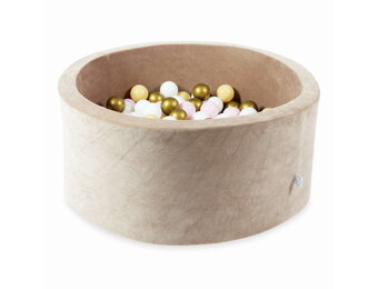 Ballenbak - velvet beige - 90x40 cm - 300 ballen - wit, baby roze, beige, goud