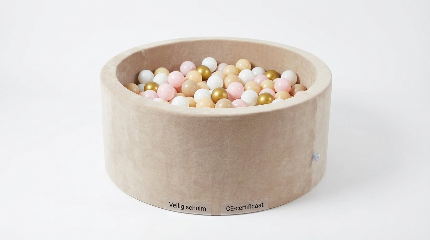 Ballenbak - velvet beige - 90x40 cm - 300 ballen - wit, baby roze, beige, goud