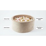 Ballenbak - velvet beige - 90x40 cm - 300 ballen - wit, baby roze, beige, goud