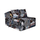 Opklapbed taxi print - 200x70x15 cm - Geel Foam Matras