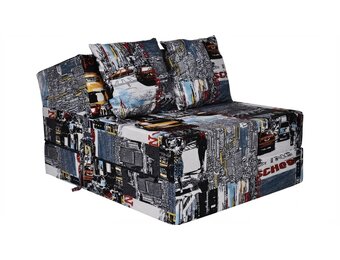 Opklapbed taxi print - 200x70x15 cm - Geel Foam Matras