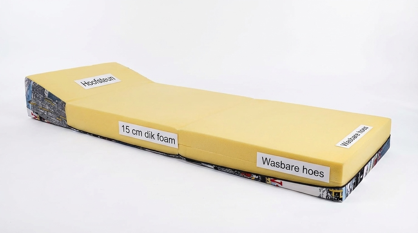 Opklapbed taxi print - 200x70x15 cm - Geel Foam Matras