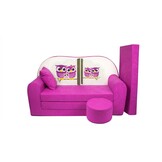 Kinder slaapbank set - logeermatras - sofa - 170 x 100 x 8 - slaapbank - roze - uiltjes