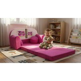 Kinder slaapbank set - logeermatras - sofa - 170 x 100 x 8 - slaapbank - roze - uiltjes